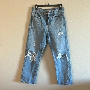 Levi Wedgie Straight Distressed Jeans